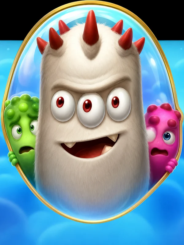 Reactoonz 2 nyerőgép borítója – szőrös háromszemű földönkívüli lények (Play'n GO)